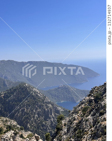 mesmerizing beauty view from the mountains to the sea coast horizon. High quality photo 132714937