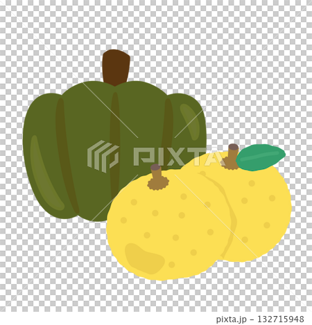 Pumpkin and yuzu illustration 132715948