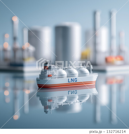 Lng carrier ship moving from industrial port. LNG tanker Lng carrier ship moving from industrial port. LNG tanker 132716214