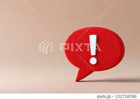 Red Exclamation Mark in Speech Bubble for Alert and Warning 132716590