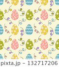 Colorful Easter Egg Seamless Pattern with Festive Decorations, Spring Holiday Background for Textiles Paper and Crafts 132717206