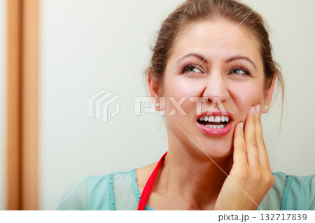 Woman suffering from toothache tooth pain. 132717839