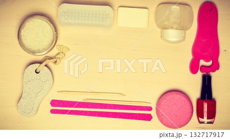Pedicure accessories tools top view Pedicure accessories tools top view 132717917