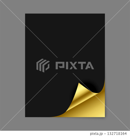 3d style golden empty page fold template with shadow effect 132718164