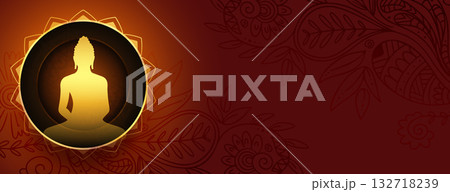 indian cultural buddha purnima greeting banner with text space 132718239