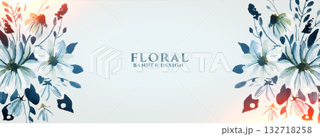 lovely hand drawn flower bloom banner in watercolor style lovely hand drawn flower bloom banner in watercolor style 132718258
