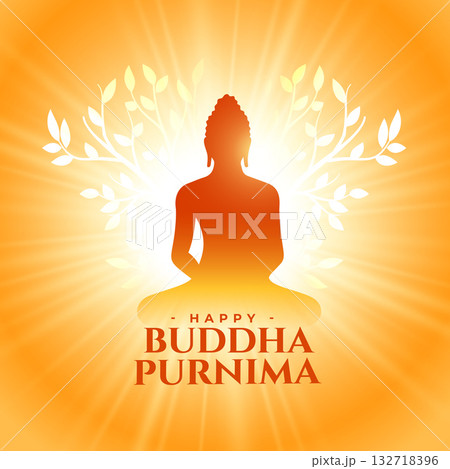 beautiful buddha or guru purnima religious background with light effect 132718396