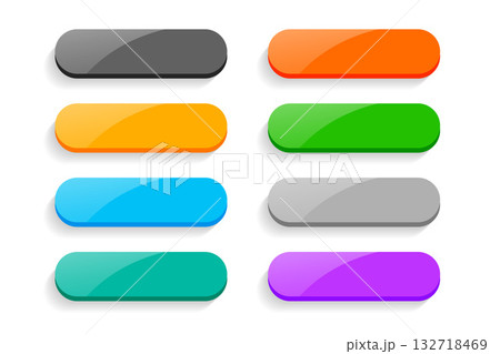 3d style empty rectangular web app button in set 132718469