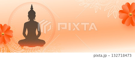 happy buddha purnima religious banner with text space happy buddha purnima religious banner with text space 132718473