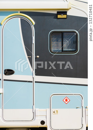 Caravan detail, door and gas storage. 132718481