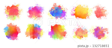 set of colorful ink splatter background with grungy effect 132718651
