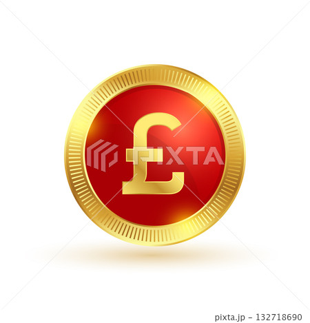 isolated UK currency pound gold coin in 3d style isolated UK currency pound gold coin in 3d style 132718690