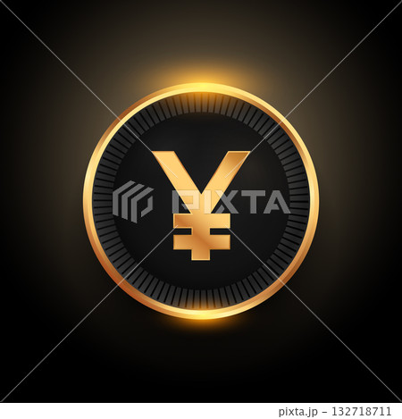 shiny and golden coin with japanese currency yuan symbol shiny and golden coin with japanese currency yuan symbol 132718711
