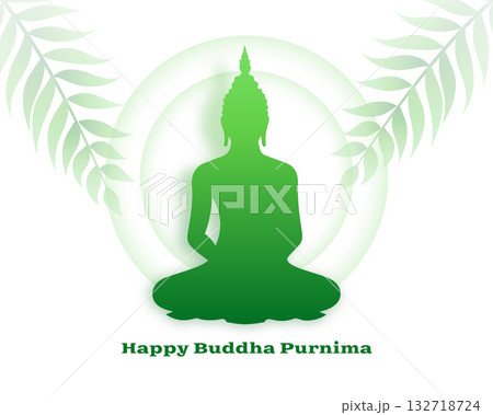 papercut style buddha or guru purnima cultural background with leaves design papercut style buddha or guru purnima cultural background with leaves design 132718724