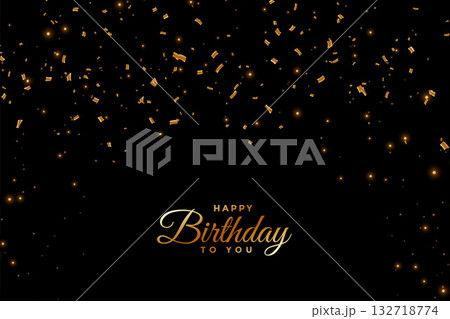 happy birthday party celebration poster with golden confetti decor 132718774