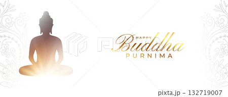 happy buddha purnima wishes banner with light effect 132719007