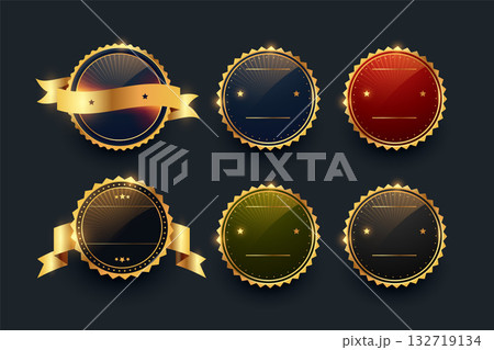 pack of six premium round emblem symbol design 132719134