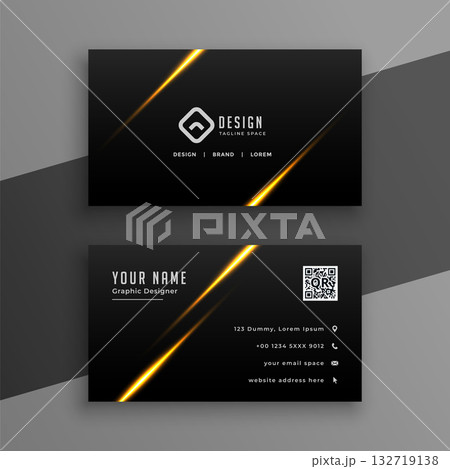 luxurious dark black company identity card layout with golden touch 132719138