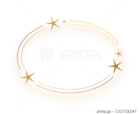 decorative golden starry oval frame with blank space 132719247