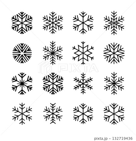 Snowflake patterns showcasing various designs for winter decoration and seasonal art projects 132719436