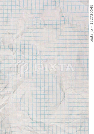Crumpled Checkered Paper with Dotted Lines on White Background for Study Crumpled Checkered Paper with Dotted Lines on White Background for Study 132720549