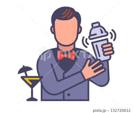 Icon of a bartender making a cocktail. Icon of a bartender making a cocktail. 132720812