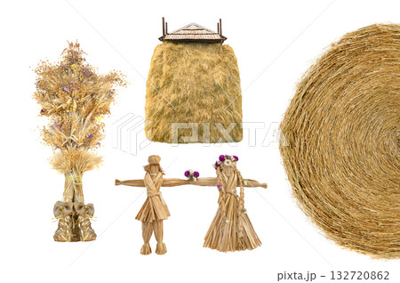 dry haystack isolated on white background dry haystack isolated on white background 132720862