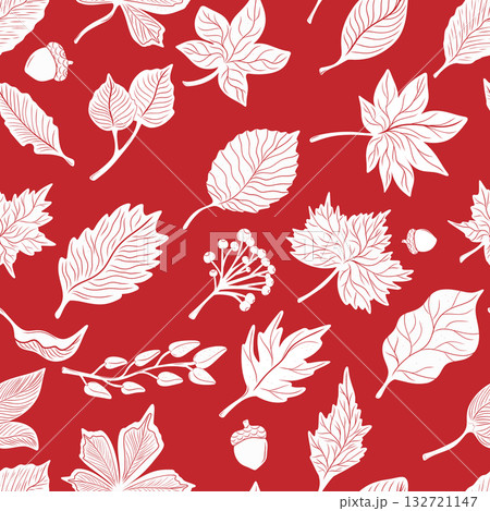seamless pattern with autumn leaves 132721147