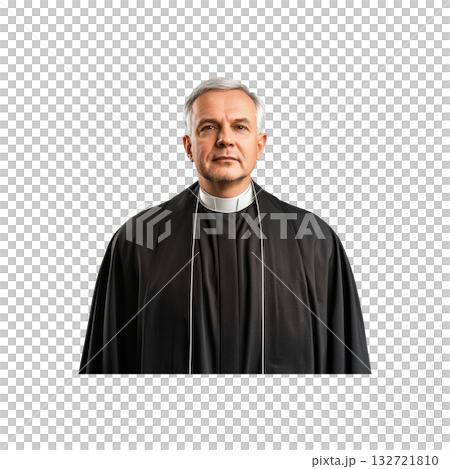 Elderly Clergyman In Traditional Vestments. Religious Leadership And Spiritual Guidance. Isolated On Transparent Background Elderly Clergyman In Traditional Vestments. Religious Leadership And Spiritual Guidance. Isolated On Transparent Background 132721810