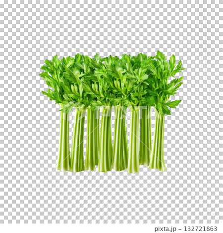 Fresh Celery Stalks. Healthy Eating And Nutrition Concept. Isolated On Transparent Background 132721863