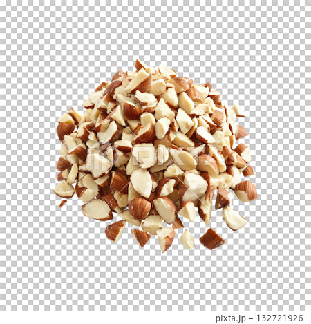 Chopped Almonds. Nutritious Ingredient For Healthy Cooking And Baking. Isolated On Transparent Background 132721926