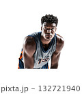 Basketball Player In Action Pose. Athleticism And Competitive Spirit. Isolated On Transparent Background Basketball Player In Action Pose. Athleticism And Competitive Spirit. Isolated On Transparent Background 132721940