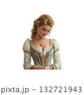 Elegant Woman In Historical Dress. Timeless Beauty And Classic Fashion. Isolated On Transparent Background Elegant Woman In Historical Dress. Timeless Beauty And Classic Fashion. Isolated On Transparent Background 132721943
