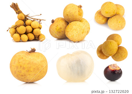 Peeled Longan Fruits with Seed on White Background Peeled Longan Fruits with Seed on White Background 132722020