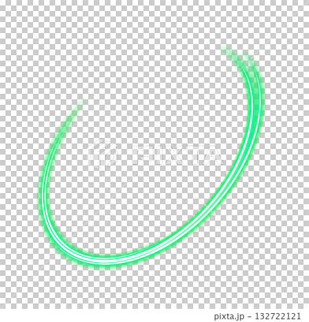 Green curved light arc on transparent background Green curved light arc on transparent background 132722121