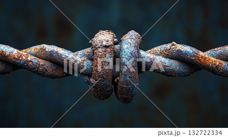 Old rusty metal chain 132722334