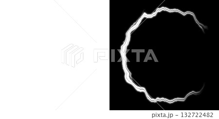 透明背景と黒背景の電気的な円形ライトリング 132722482