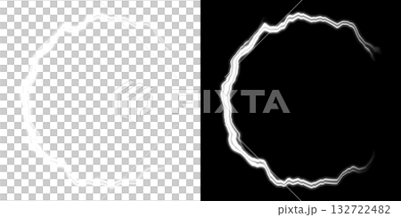 透明背景と黒背景の電気的な円形ライトリング 132722482