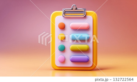 カラフルなチェックリストボード3Dアイコン 132722564