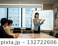 ホワイトボードでプレゼンテーションを行うビジネスウーマン 132722606