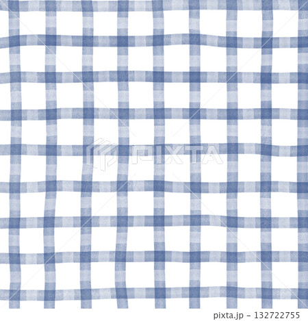Navy Blue White Plaid Gingham Hand Drawn Background Pattern Overlay 132722755