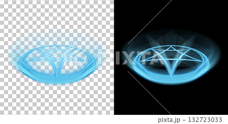Blue magic circle on a transparent background and a black background Blue magic circle on a transparent background and a black background 132723033