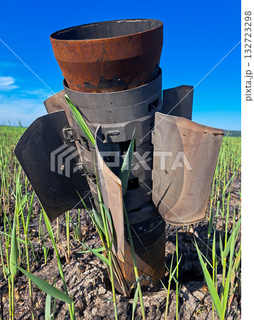 The remains of a 220mm Uragan munition rocket abandoned on the battlefield are a dangerous artifact The remains of a 220mm Uragan munition rocket abandoned on the battlefield are a dangerous artifact 132723298