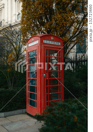 Typical View Of London With A Vintage Phone Booth  132723660