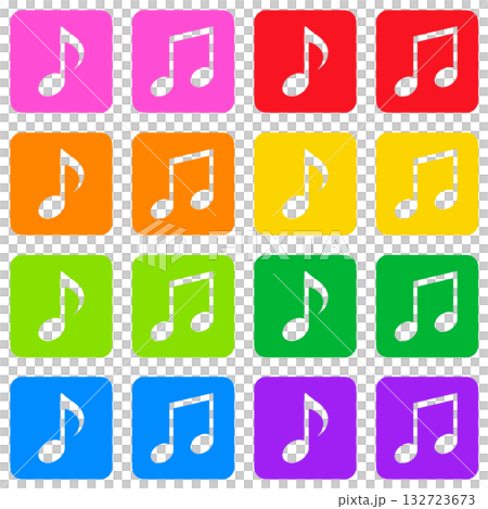 可愛的音符印章圖示彩虹彩色套裝 132723673