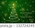 Christmas background. Christmas tree with bokeh on a green background 132724249