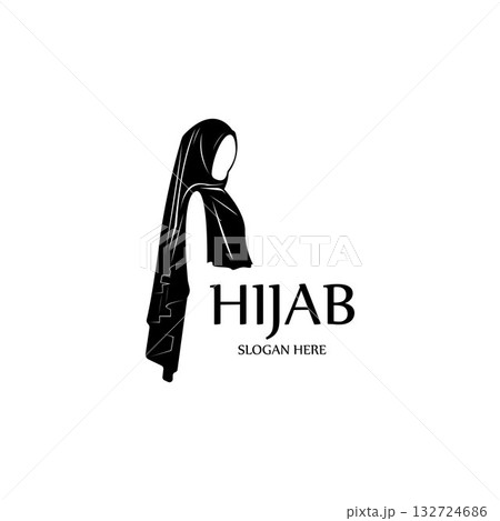 hijab women black silhouette vector icons app-vector 132724686