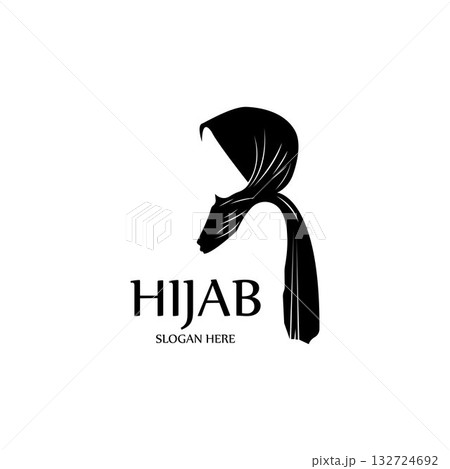 hijab women black silhouette vector icons app-vector 132724692