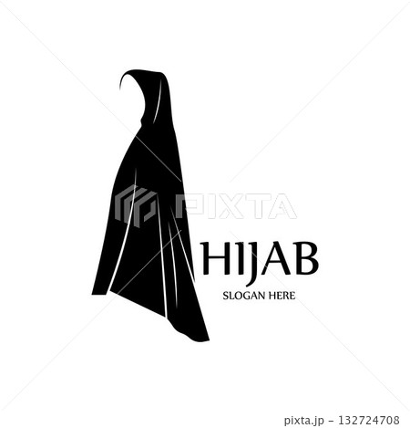 hijab women black silhouette vector icons app-vector 132724708