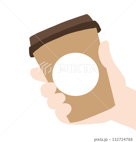 テイクアウトカップを持つ手のクローズアップ 132724788